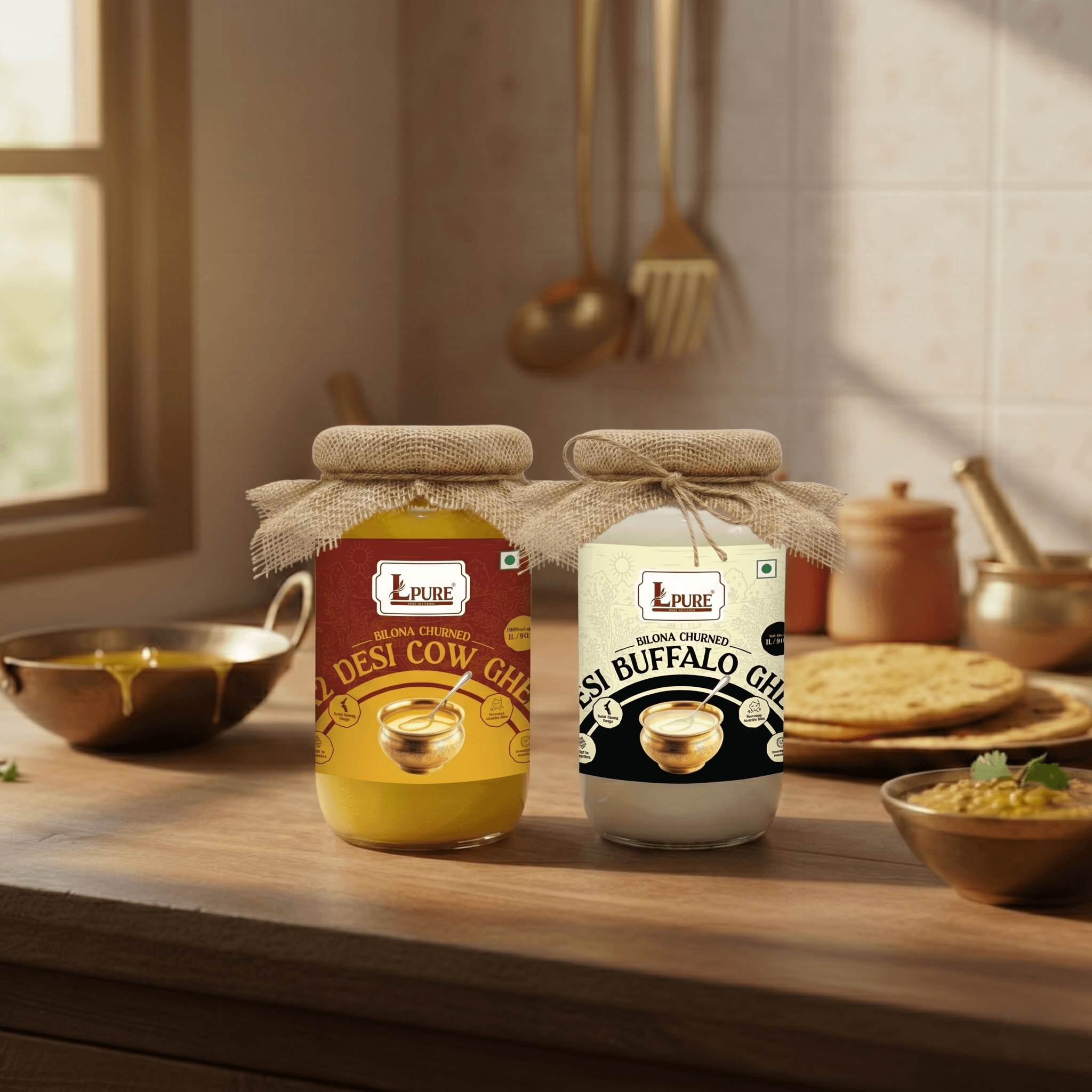 1L Dual Combo – A2 Cow & Buffalo Ghee